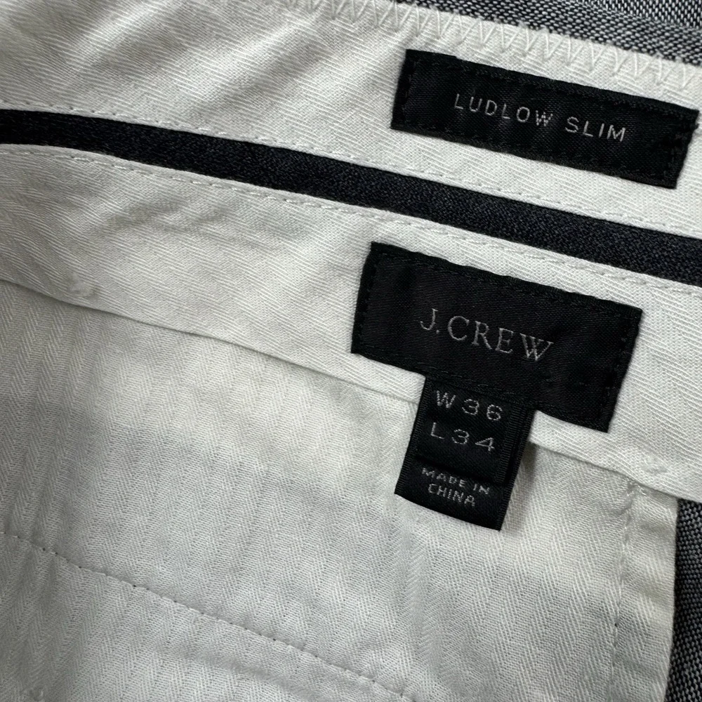 J.Crew Somelos Gray Ludlow Slim Italian Cotton Mens Trouser Size 36x34